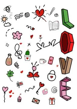 Love Doodle Collection Stock Illustration