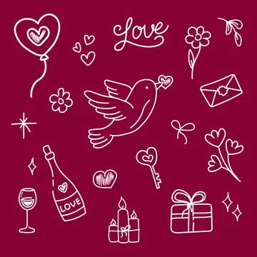 Love doodle line Stock Illustration
