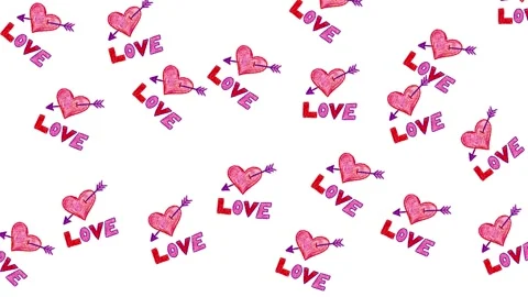 Love doodles, seamles pattern, motion background 3 Видео 333578977