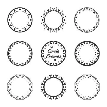 Love Dot Circle Frames Set for design label, badge, packaging Stock Illustration