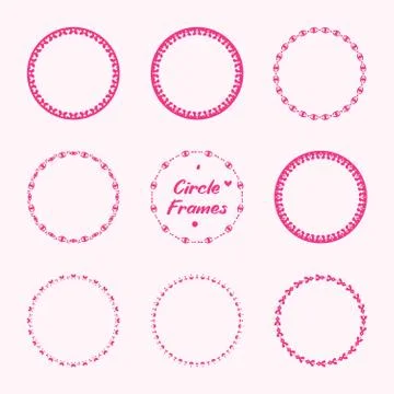 Love Dot Circle Frames Set for design label, badge, packaging Stock Illustration