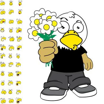 Love eagle young kid character cartoon expressions set Stock Illustration