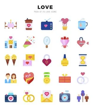 Love elements. Flat web icon set. Simple vector illustration. Stock Illustration