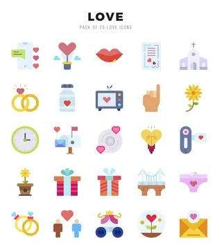 Love elements. Flat web icon set. Simple vector illustration. Stock Illustration