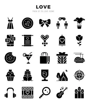 Love elements. Glyph web icon set. Simple vector illustration. Stock Illustration