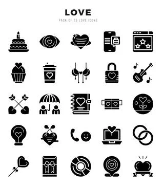 Love elements. Glyph web icon set. Simple vector illustration. Stock Illustration