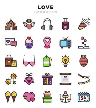 Love elements. Lineal Color web icon set. Simple vector illustration. イラスト素材