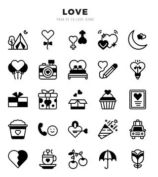 Love elements. Lineal Filled web icon set. Simple vector illustration. Stock Illustration