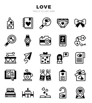 Love elements. Lineal Filled web icon set. Simple vector illustration. Stock Illustration