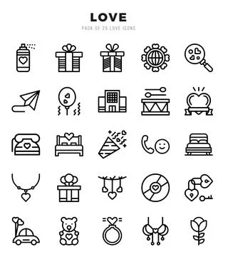 Love elements. Lineal web icon set. Simple vector illustration. Stock Illustration