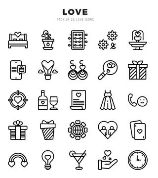 Love elements. Lineal web icon set. Simple vector illustration. Stock Illustration