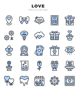 Love elements. Two Color web icon set. Simple vector illustration. Stock Illustration