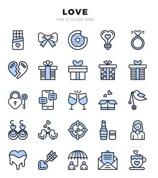 Love elements. Two Color web icon set. Simple vector illustration. Stock Illustration