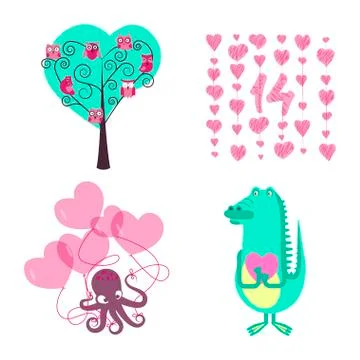Love elements for Valentines day Stock Illustration