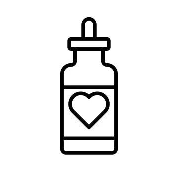 Love Elixir icon linear logo mark in black and white Stock Illustration