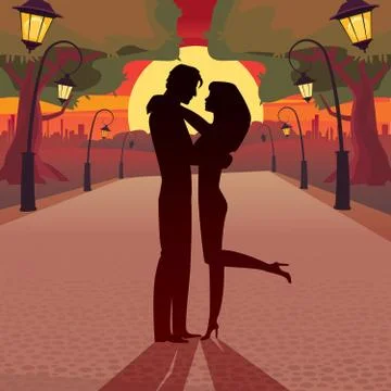 Love in the evening Stock Illustration
