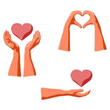 Love expression by human hands and holding heart shape Stock Illustration