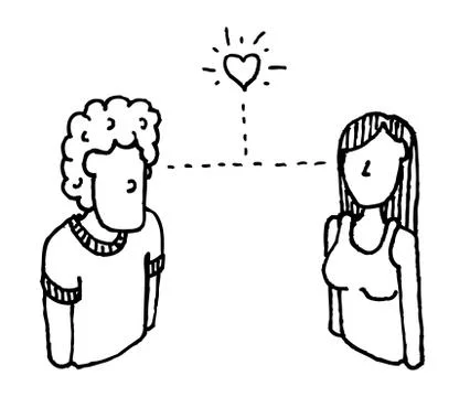 Love at first sight / vector man and woman Stock Illustration