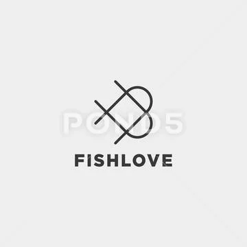 Love fish logo design vector icon element isolated: Royalty Free