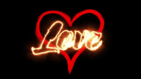 "Love" with a flame effect written in hollow letters with a beating heart Stock Footage 301339255