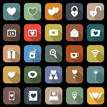 Love flat icons with long shadow Stock Illustration