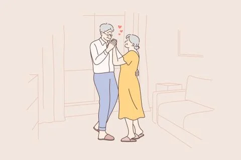Love, fun, date, couple, dance concept Stock Illustration