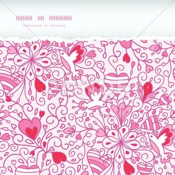Love garden horizontal torn paper pattern background Stock Illustration