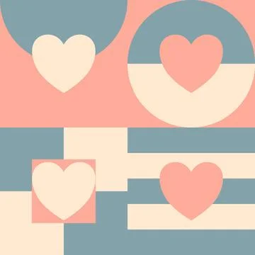 Love geometric square hand drawn vector illustration seamless pattern backg.. Stock Illustration