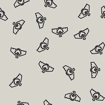 Love gesture line vector seamless pattern Stock Illustration