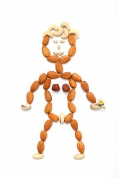 Love gift, composition of tropical nuts. Stock Photos