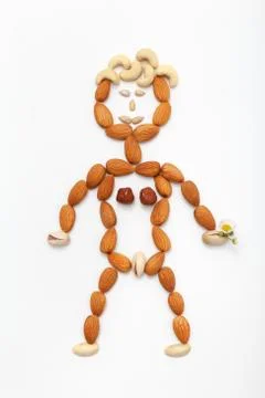 Love gift, composition of tropical nuts. Stock Photos