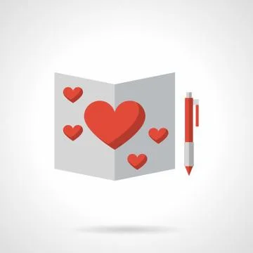 Love greeting flat color vector icon Stock Illustration