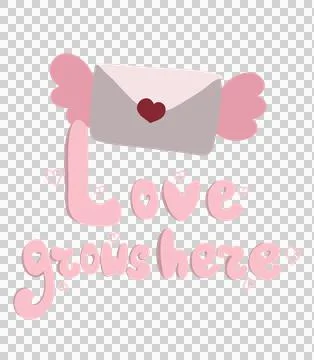 Love grows here with envelope illustration Stock Illustration