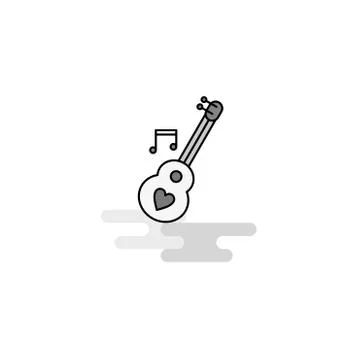 Love guitar Web Icon. Flat Line Filled Gray Icon Vector 스톡 일러스트