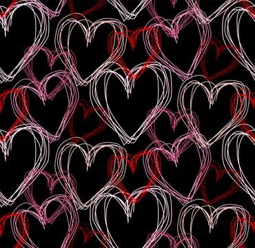 Love hand drawing pattern seamless. Heart hand drawing background. Valentin.. Illustrazione stock