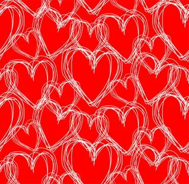 Love hand drawing pattern seamless. Heart hand drawing background. Valentin.. Illustrazione stock
