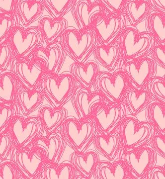 Love hand drawing pattern seamless. Heart hand drawing background. Valentin.. Illustrazione stock