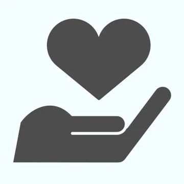 Love in hand solid icon. Heart in a hand vector illustration isolated on white Stock Illustration
