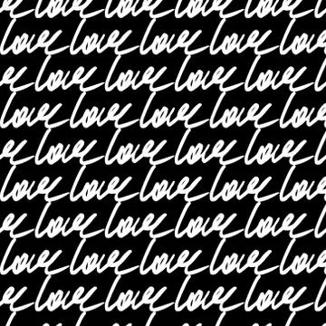 Love handwritten  pattern on black background Stock Illustration