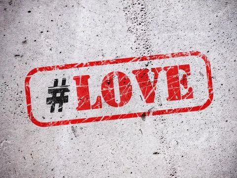 Love hashtag on the wall Stock Illustration