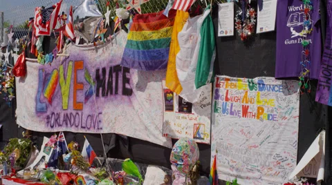 Love > Hate Banner, Pulse Memorial- July 6th, 2016 Stock Footage 64855410