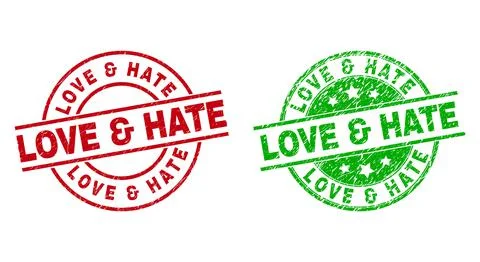 LOVE &amp; HATE Round Stamp Seals Using Distress Surface Illustrazione stock