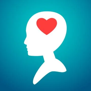Love in Head on Cyan Background Stock Illustration