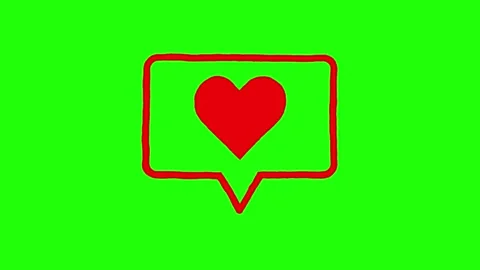 Love Heart and Chat Bubble Animated Icon on Green Background 2 Stock Footage 165352652