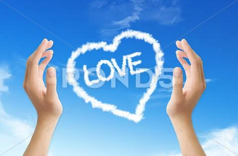 Love heart cloud on the blue sky Stock Illustration