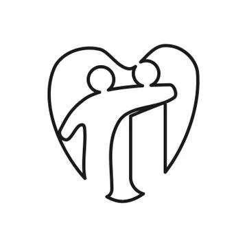 Love Heart Commitment Teamwork Together Outline Logo 스톡 일러스트