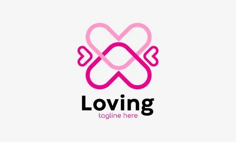 Love heart concept logo vector art pink color iconic symbol education girl .. Stock Illustration