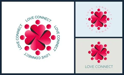 Love heart connection team work beauty logo template Stock-Illustration