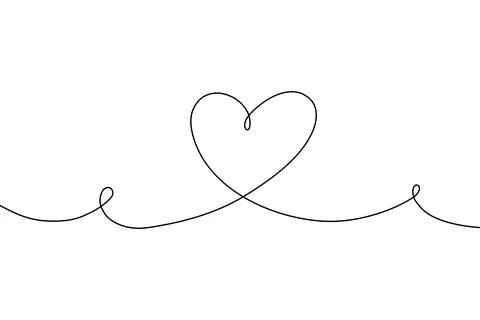 Love heart continuous line drawing. Black isolated linear Stock Illustration