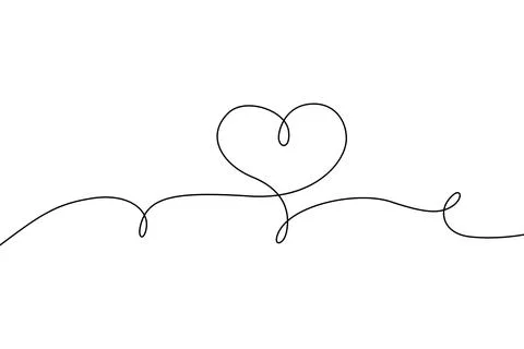 Love heart continuous line drawing. Black isolated linear Stock Illustration